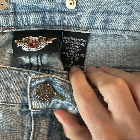 Harley Davidson Vintage Y2K 2004 Denim Women's Jeans US Size 6 Patchwork Grunge - Picture 4 of 7